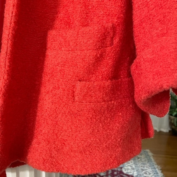 Forstmann women’s 100% virgin wool no buttons textured Coat. Color orange - Picture 4 of 8